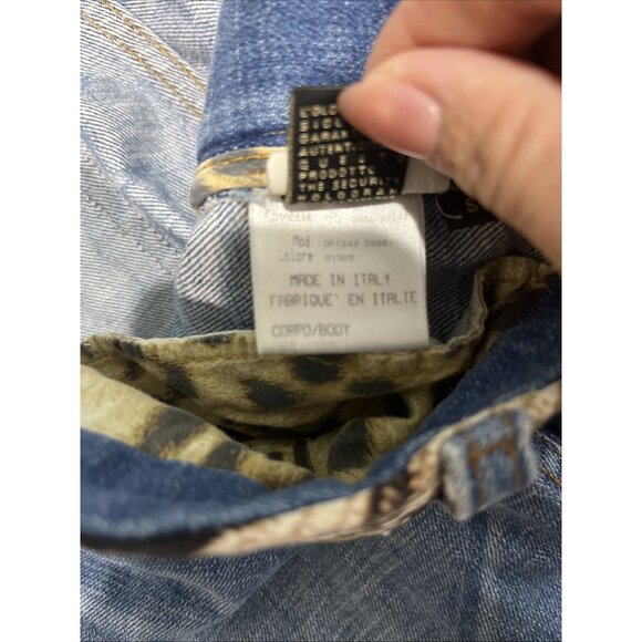 Roberto Cavalli Vtg Womens Sz S Y2K Bootcut Jeans Blue Denim Low Rise Silk Belt - Picture 7 of 11